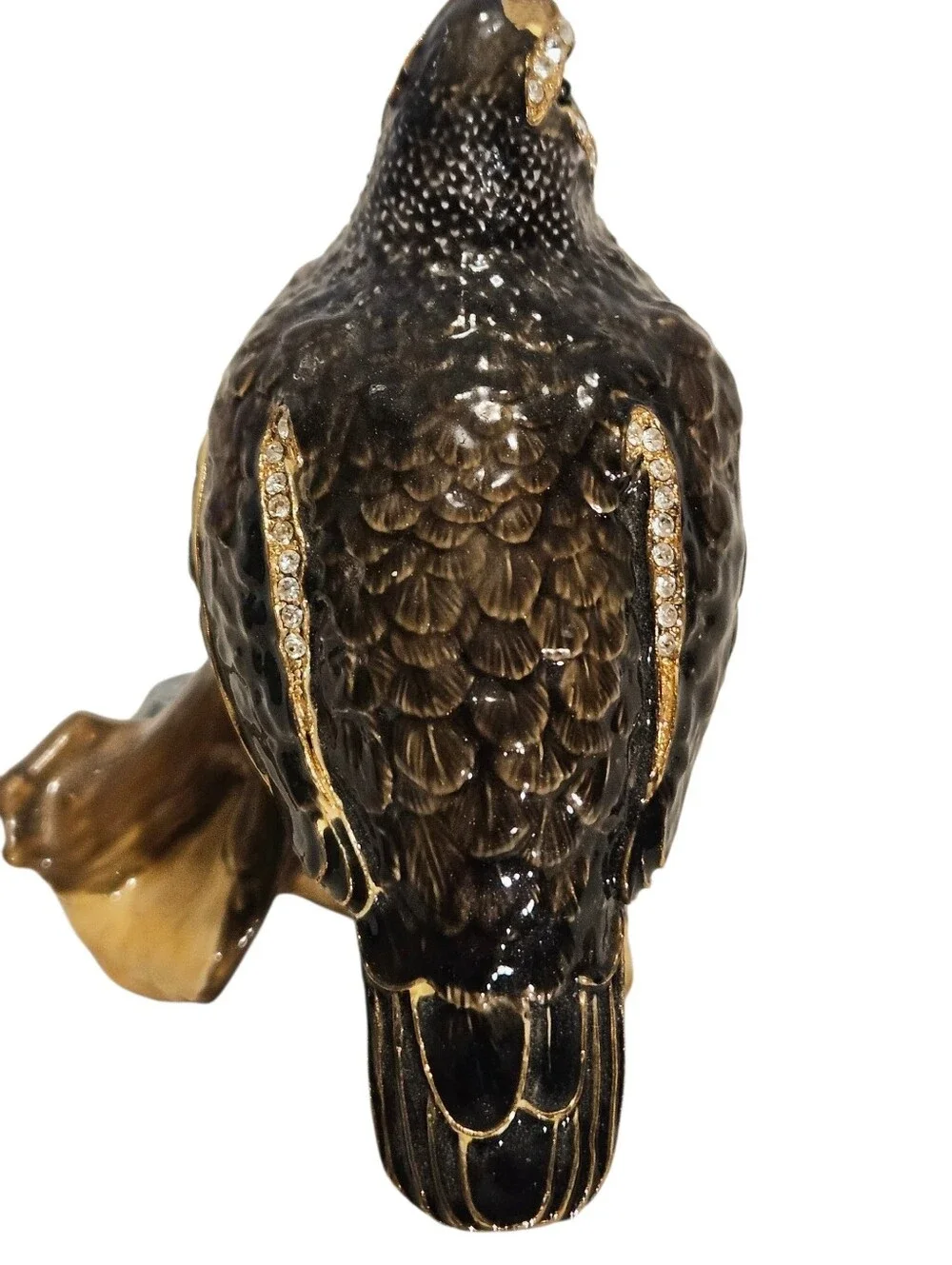 Bejeweled Quail Bird Perched On A Log Trinket Box